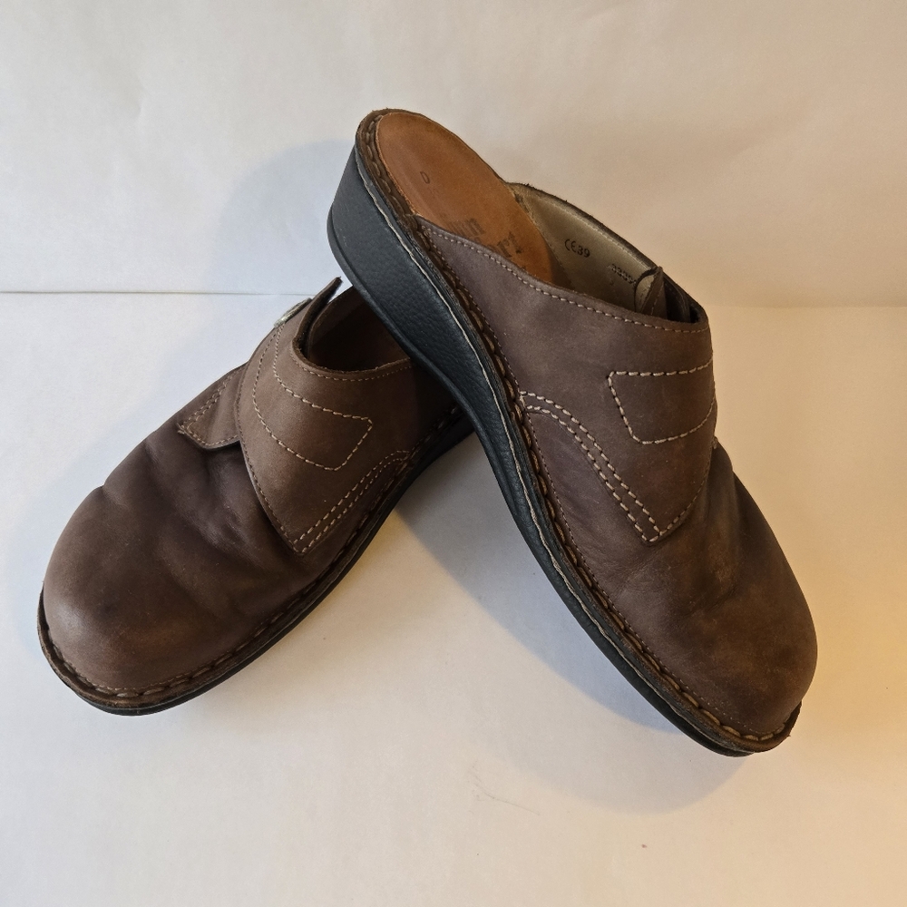 Finn Comfort Brown Leather Clogs